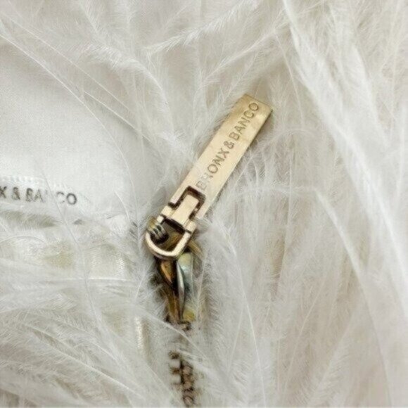 Bronx and Banco Lola Feather White Ivory Bridal Strapless Mini Dress Size S - Picture 11 of 15